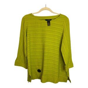 Ali Miles Blouse Women's Size Small Abstract Artsy‎ Tunic Office Oversized Green